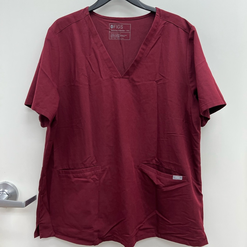Figs Scrubs Wine Casma 2XL Top & Yola XLP Pants  Set